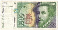 Spain 1992 1,000 Pesetas Note, Pick #163, VF