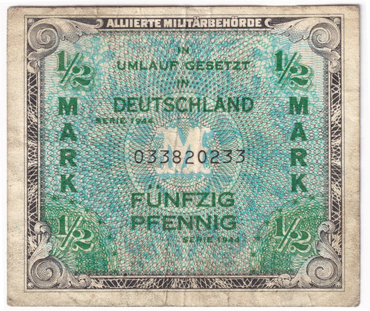 Germany 1944 1/2 Mark Note, Pick #191a, F-VF