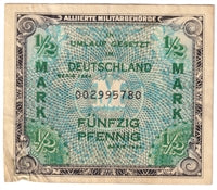 Germany 1944 1/2 Mark Note, Pick 191a, VF-EF