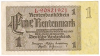 Germany 1937 1 Rentenmark Note, Pick #173b, EF-AU