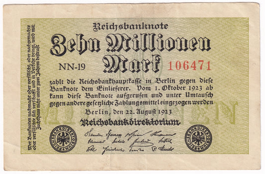 Germany 1923 10 Million Note, Pick #106a, EF