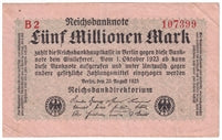 Germany 1923 5 Million Note, Pick #105, VF-EF