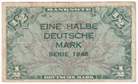 Germany 1948 1/2 Deutsche Mark Note, Pick #1a, VF