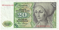 Germany 1980 20 Deutsche Mark Note, Pick #32c, VF