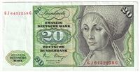 Germany 1980 20 Deutsche Mark Note, Pick #32d, VF-EF