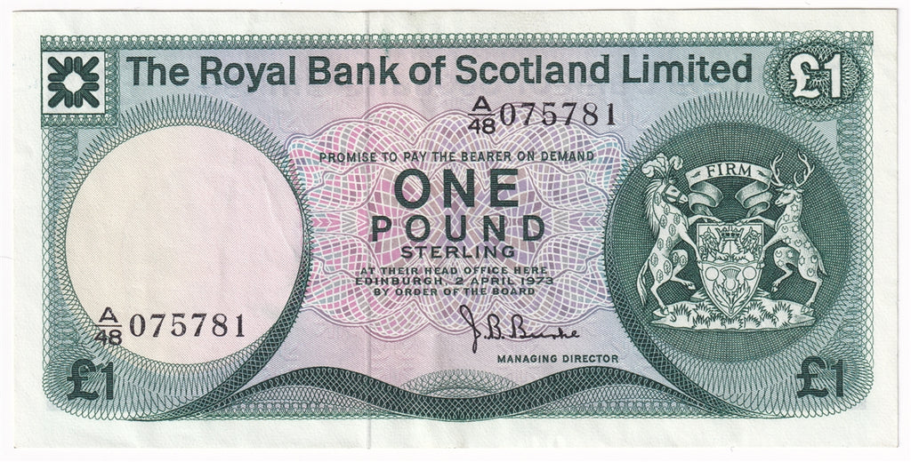 Scotland 1973 Royal Bank of Scotland 1 Pound Note, SC815, EF