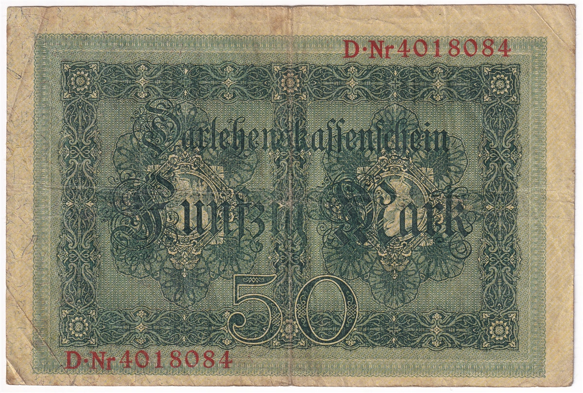 Germany 1914 50 Mark Note, Pick #49b F (L)