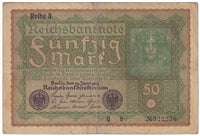 Germany 1919 50 Mark Note, Pick #66 F (L)