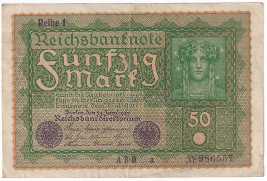 Germany 1919 50 Mark Note, Pick #66, VF (L)