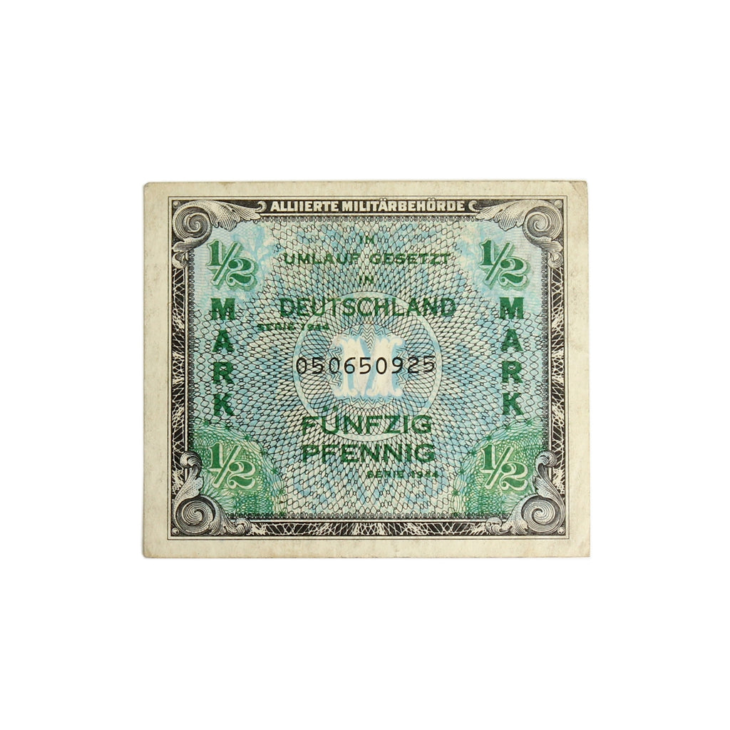 Germany 1944 1/2 Mark Note, Pick #191a, With F, AU