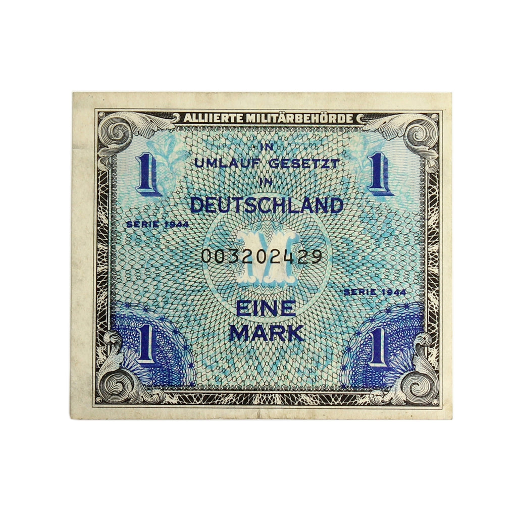 Germany 1944 1 Mark Note, Pick #192a, 9 Digit with F, AU-UNC