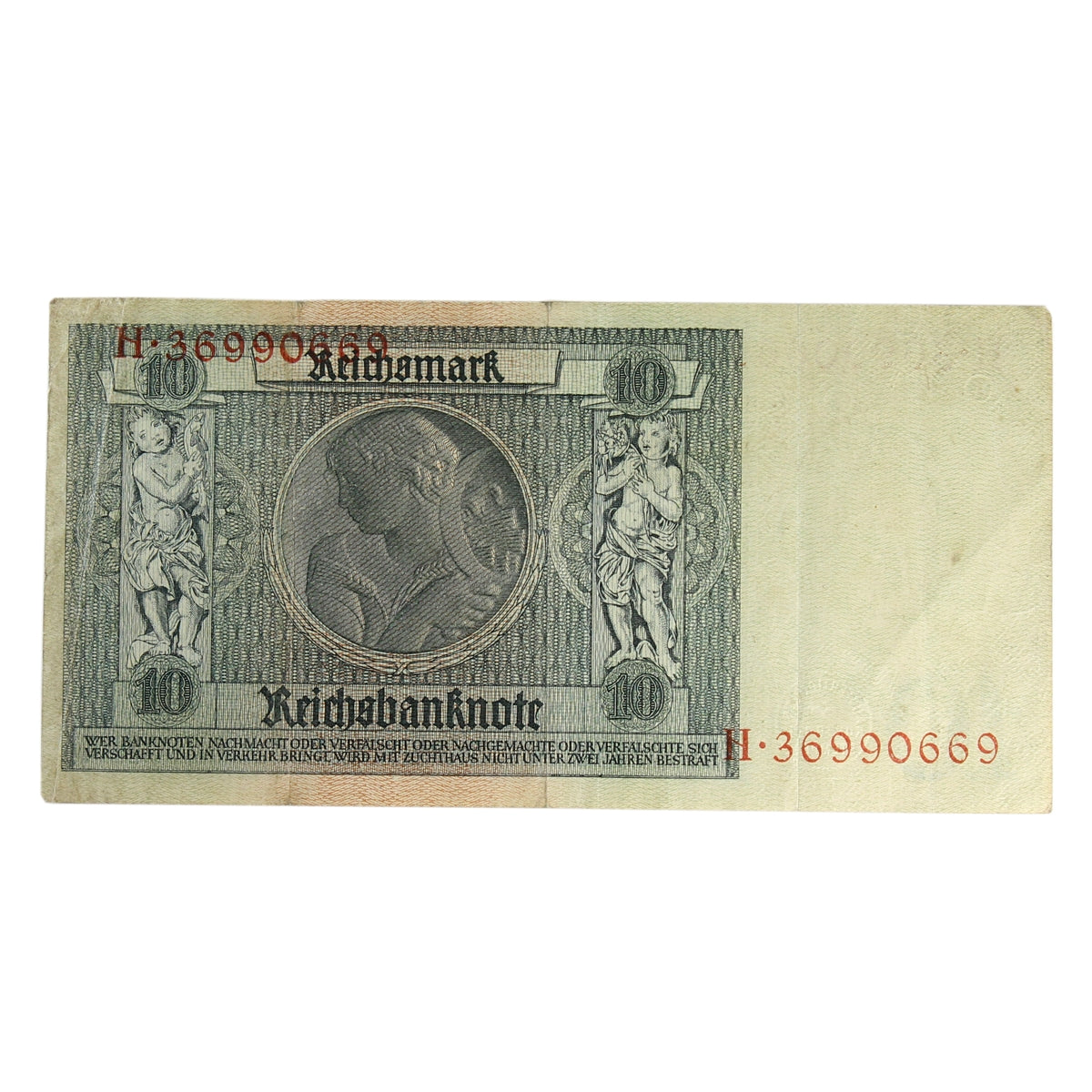 Germany 1929 10 Reichsmark Note, Pick #180a, VF-EF