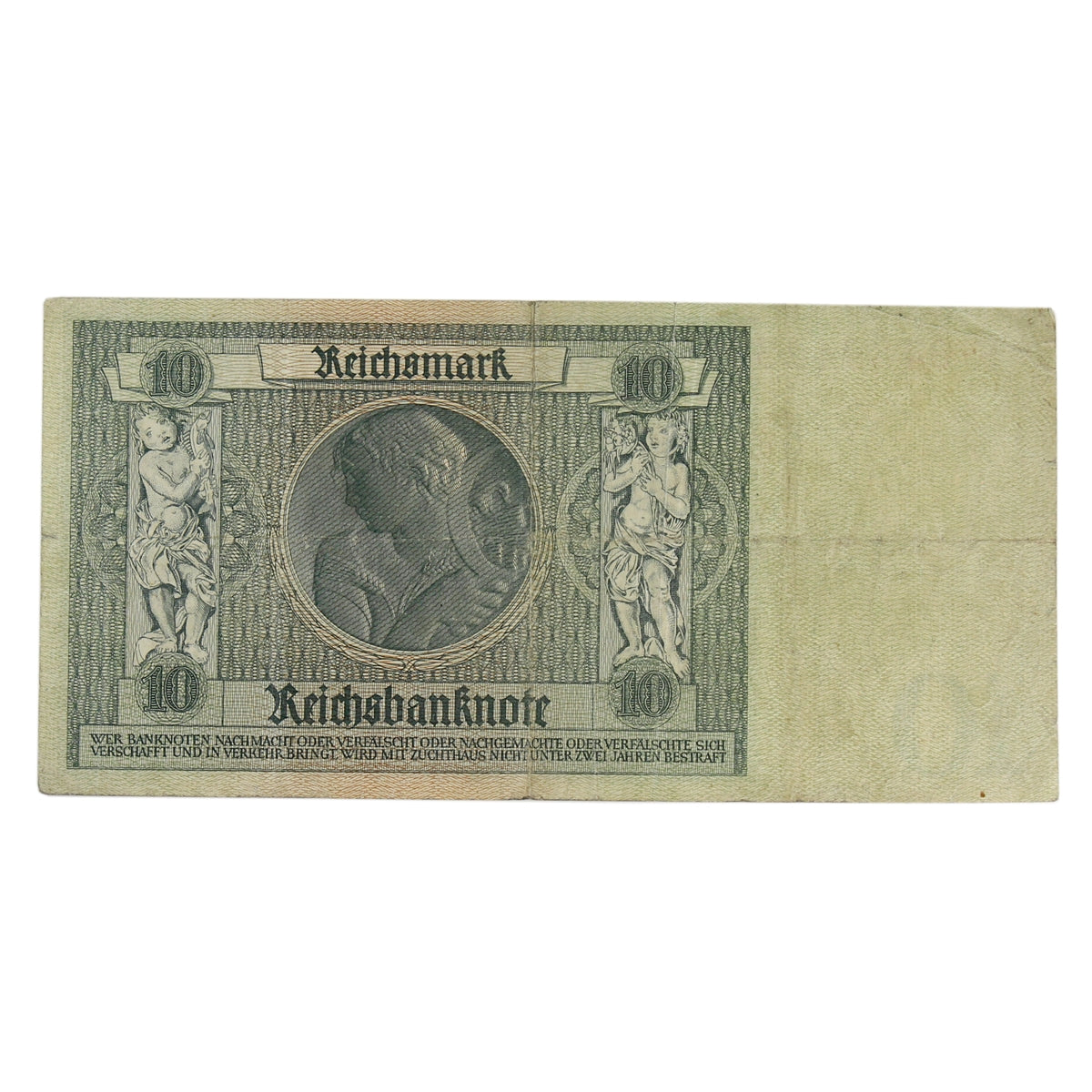 Germany 1929 10 Reichsmark Note, Pick #180b, VF