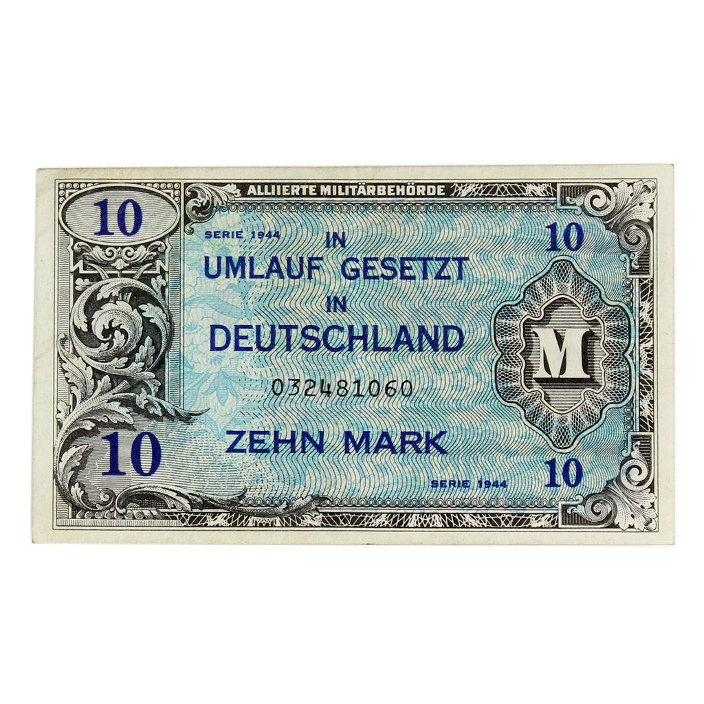 Germany 1944 10 Mark Note, Pick #194a, 9 Digit with F, VF-EF