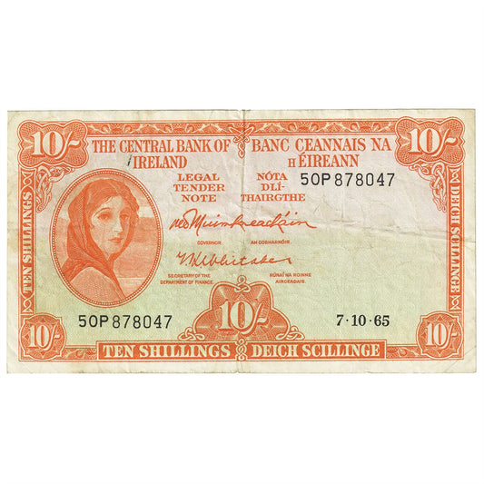 Ireland 10 Shilling Note, Pick #1b, F