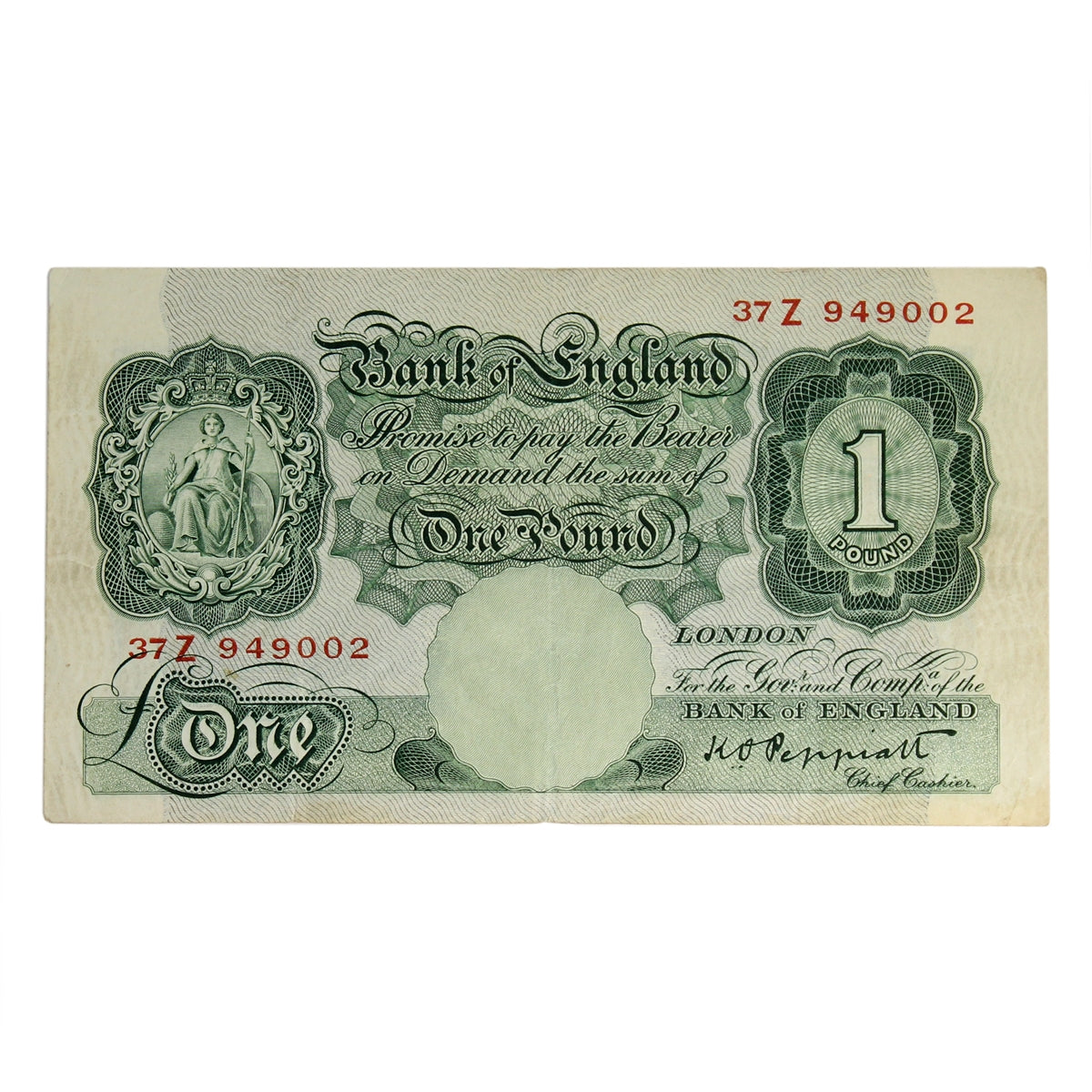 Great Britain 1934 1 Pound Note, BE45d, F-VF