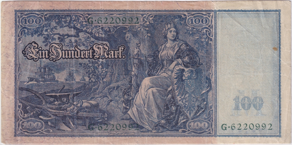 Germany 1910 100 Mark Note, Pick #43, VF (Stain) (L)