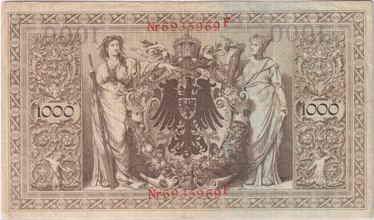 Germany 1910 1,000 Mark Note, Pick #44b, F-VF (tear) (L)