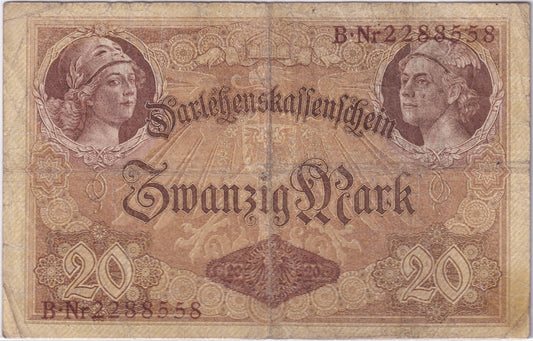 Germany 1914 20 Mark Note, Pick #48b, VG (holes) (L)