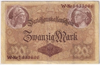 Germany 1914 20 Mark Note, Pick #48b, VF (L)