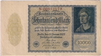 Germany 1922 10,000 Mark Note, Pick #72, AU (L)