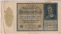 Germany 1922 10,000 Mark Note, Pick #72, VF (L)