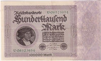 Germany 1923 100,000 Mark Note, Pick #83a, VF-EF (L)