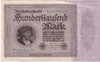 Germany 1923 100,000 Mark Note, Pick #83a, EF-AU (L)