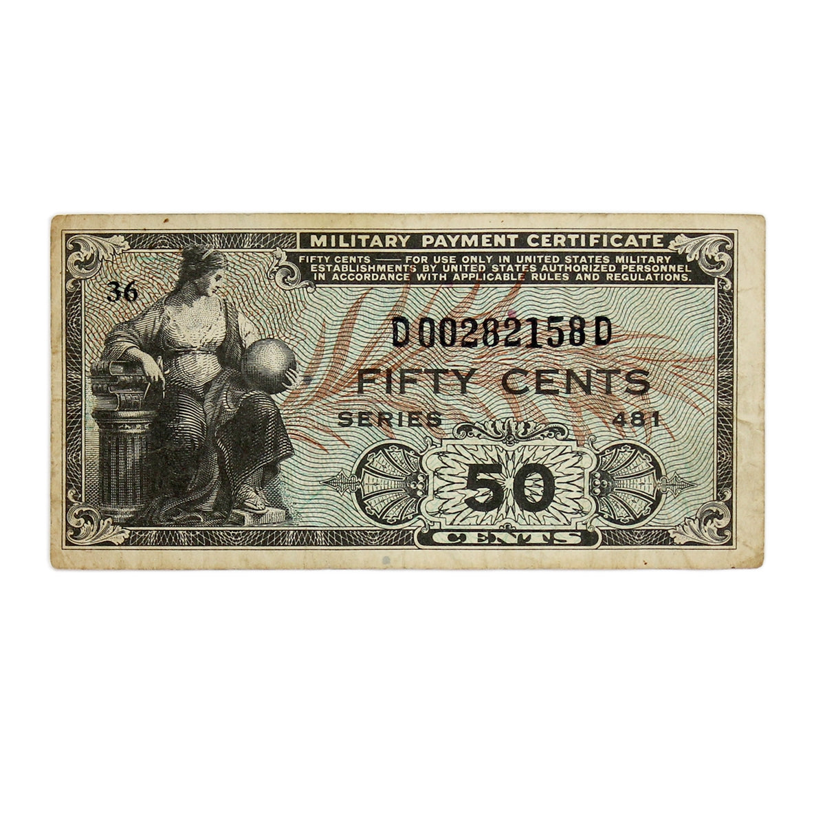 USA 1951 50 Cent Military Payment Certificate, Pick #M25, Series 481, VF