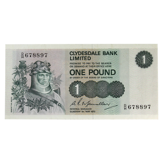 Scotland 1972 Clydesdale Bank 1 Pound Note, SC318b, VF