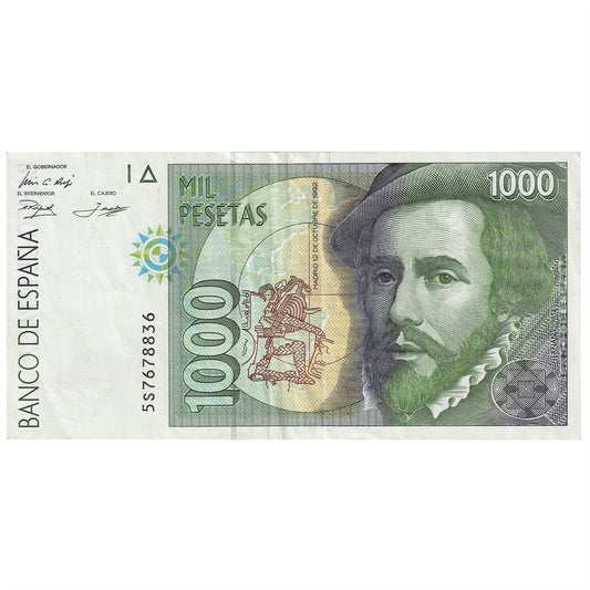 Spain 1992 1000 Pesetas Note, Pick #163, EF