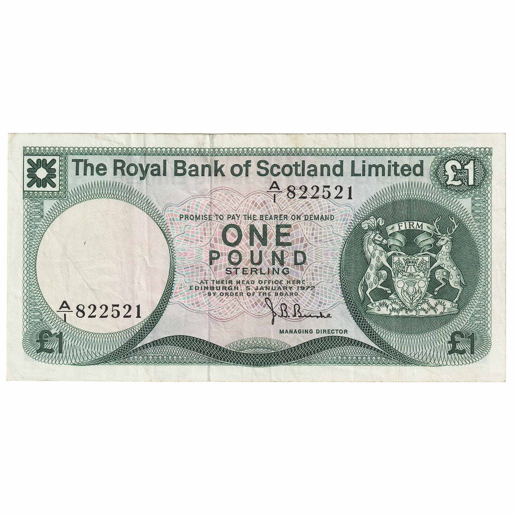 Scotland 1972 Royal Bank of Scotland 1 Pound Note, SC815, VF-EF