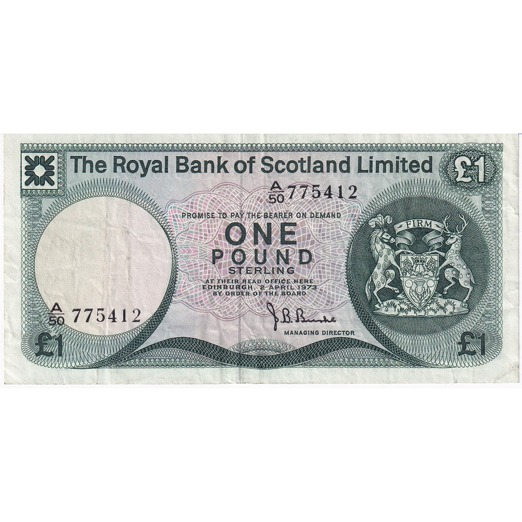 Scotland 1973 Royal Bank of Scotland 1 Pound Note, VF