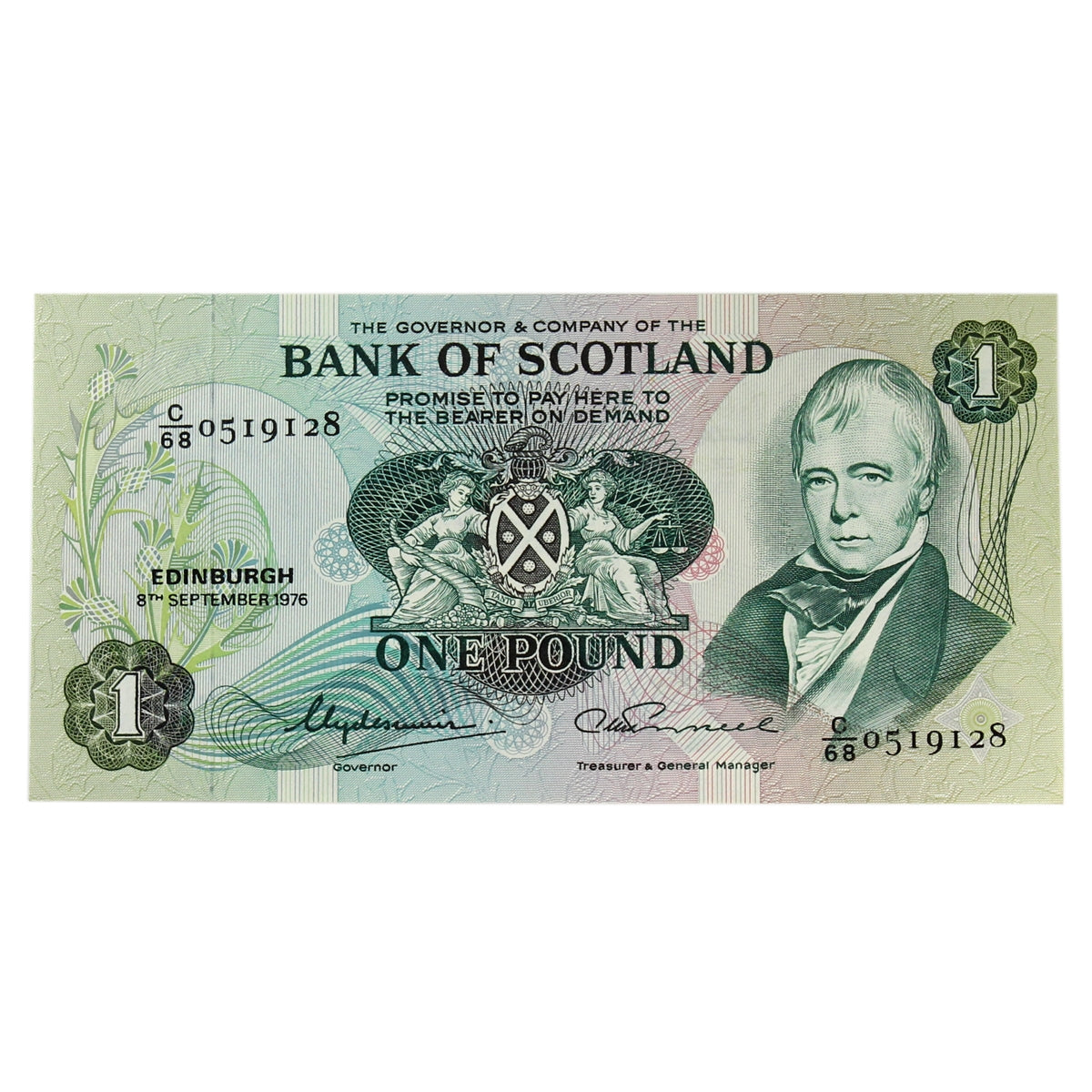 Scotland 1976 Bank of Scotland 1 Pound Note, SC109c, UNC