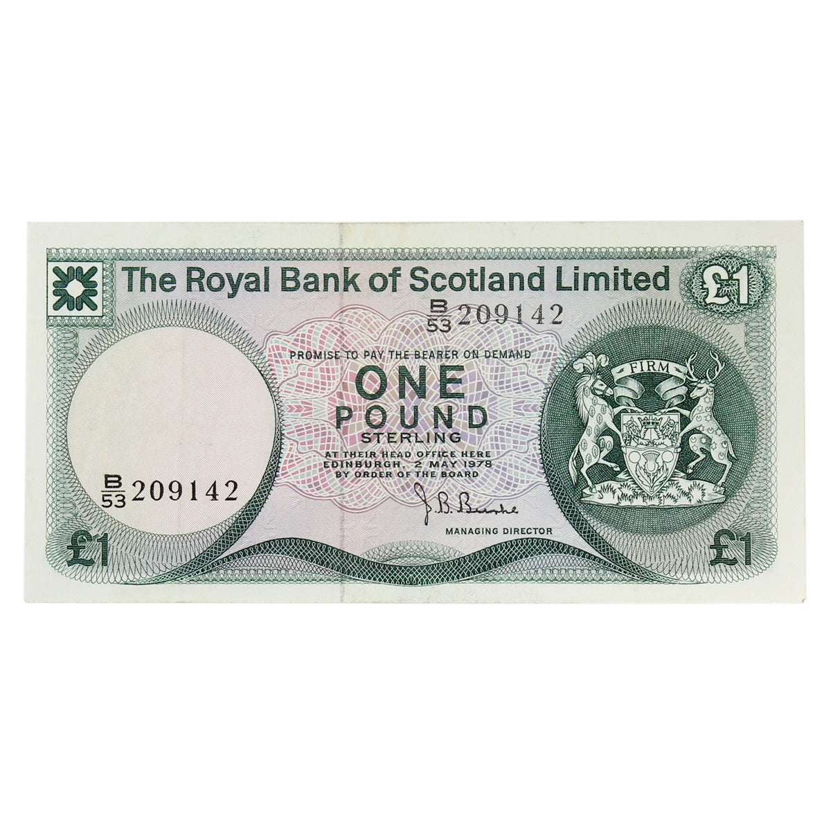 Scotland 1978 Royal Bank of Scotland 1 Pound Note, SC815, EF