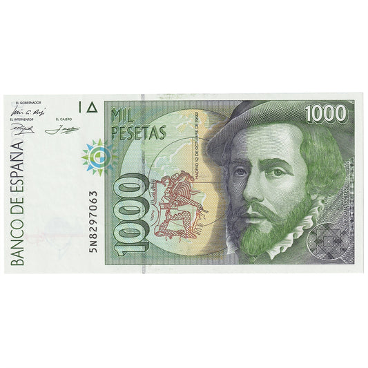 Spain 1993 1000 Pesetas Note, Pick #163, UNC