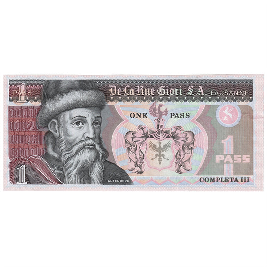 Switzerland One Pass Test Note, GIOR-171a2, UNC