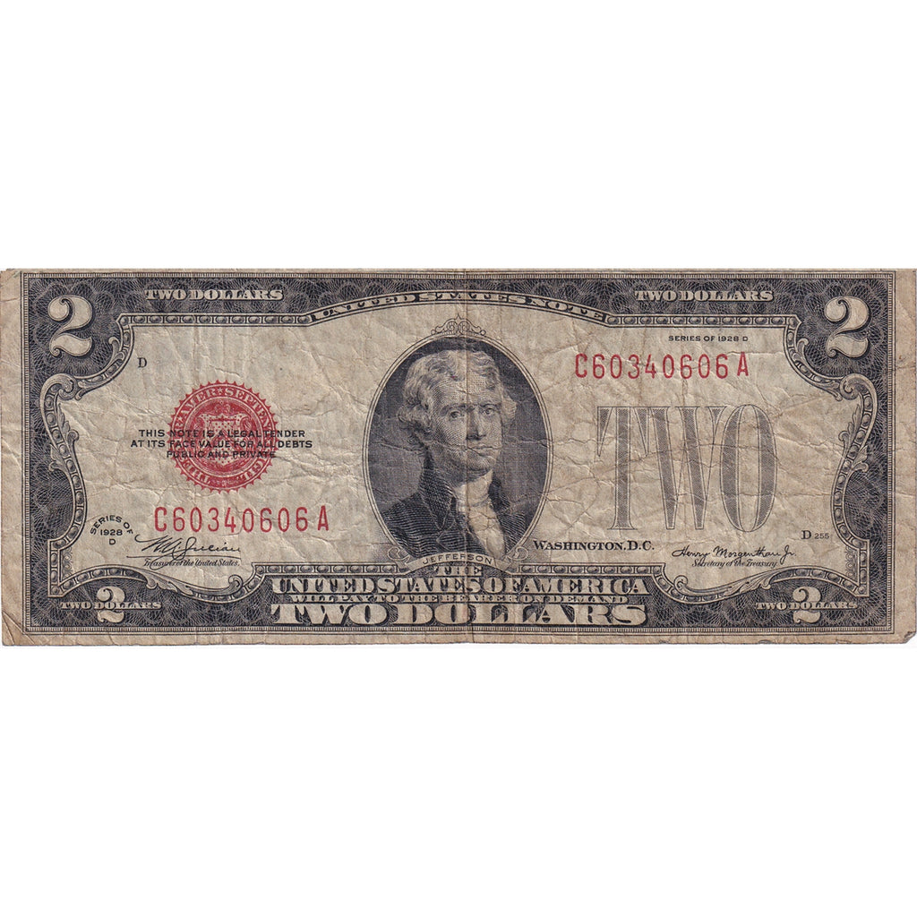 USA 1928D $2 Note, FR #1505, Julian-Morgenthau, F-VF