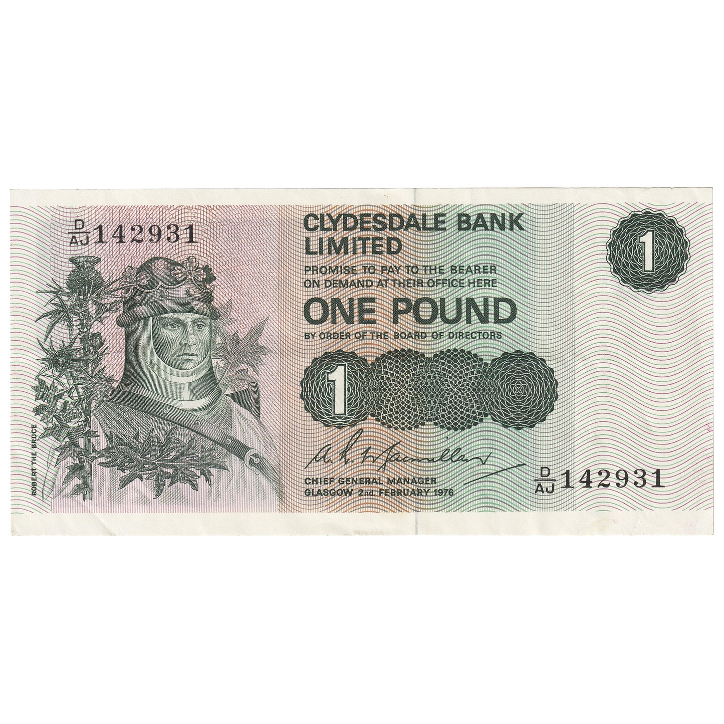 Scotland 1976 1 Pound Note, SC318c, EF