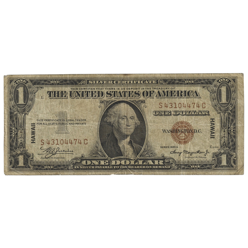 USA 1935A $1 Note, FR #2300, Julian-Morgenthau, Silver Certificate, Hawaii, F