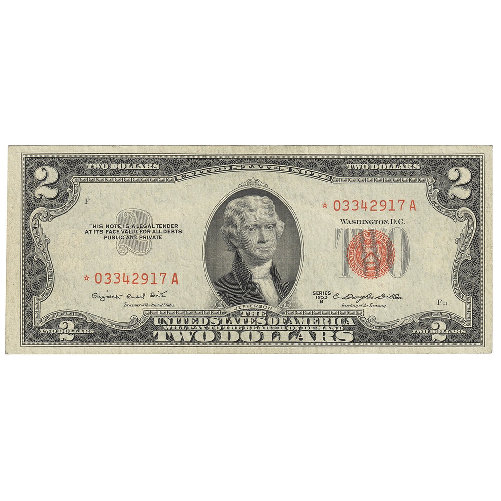 USA 1953B $2 Note, FR #1511*, Smith-Dillon, Star Note, EF-AU