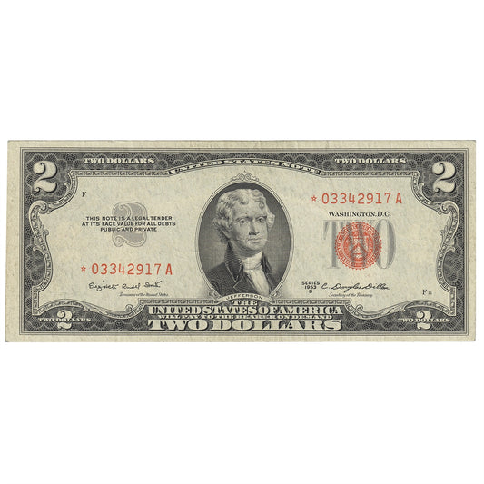 USA 1953B $2 Note, FR #1511*, Smith-Dillon, Star Note, EF-AU