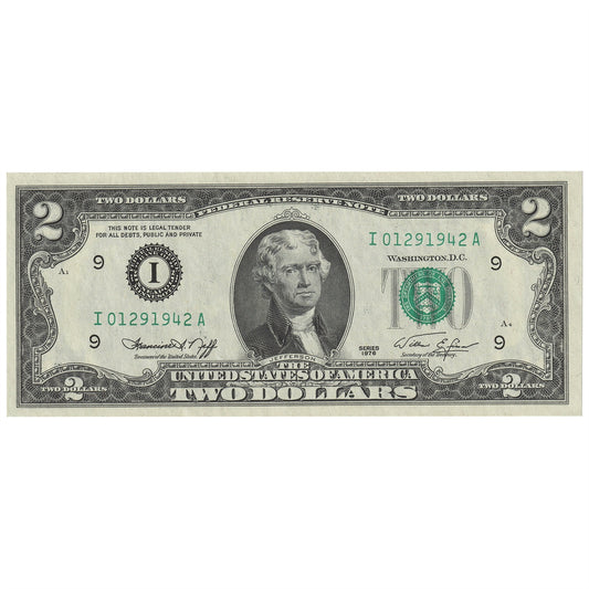 USA 1976 $2 Note, FR #1935I, Neff-Simon, Minneapolis, UNC