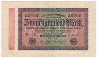 Germany 1923 20,000 Mark Note, Pick #85b, EF (L)