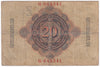 Germany 1910 20 Mark Note, Pick #40a 6 Digit, VG-F (L)