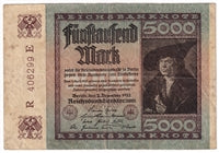 Germany 1922 5,000 Mark Note, Pick #81e, VF (L)