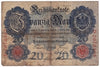 Germany 1908 20 Mark Note, Pick #31, VG-F (L)