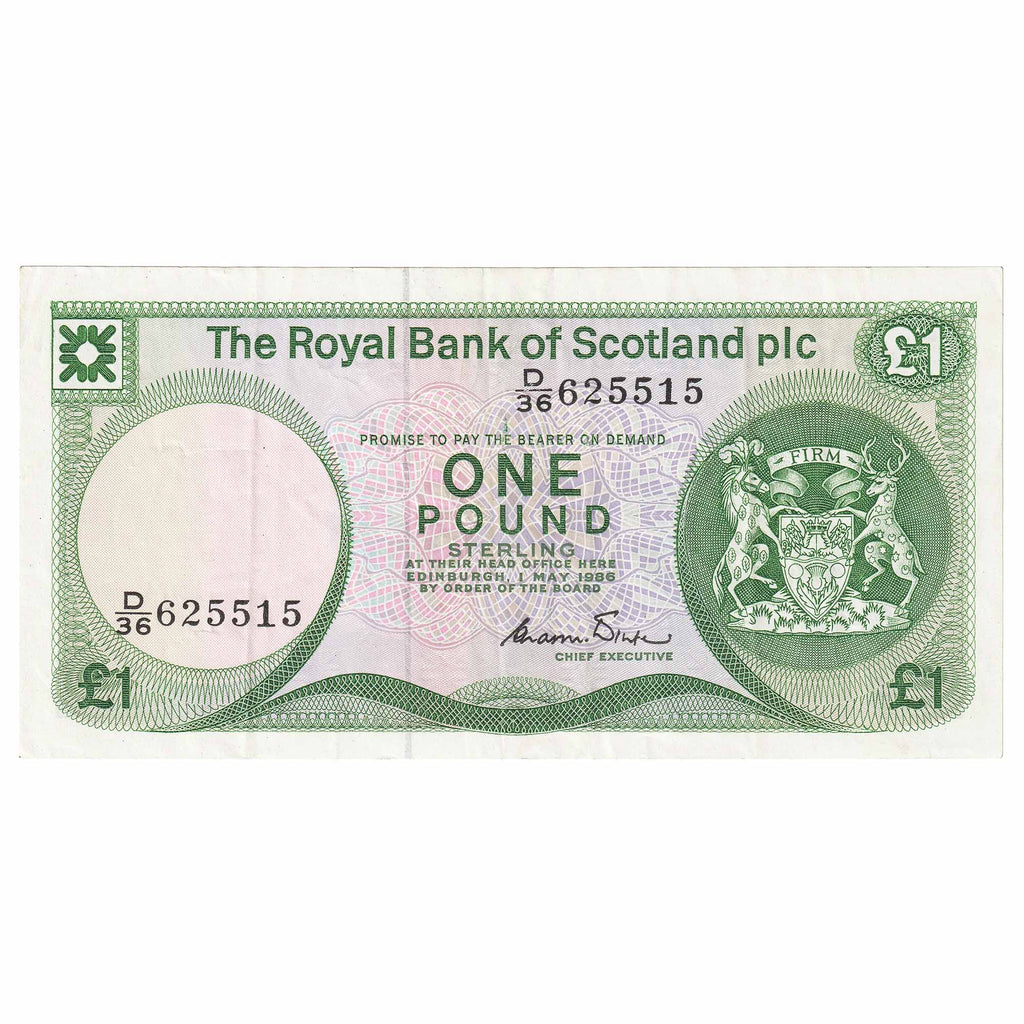 Scotland 1986 Royal Bank of Scotland 1 Pound Note, SC831c, VF-EF