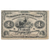 Argentina 1869 1 Peso Note, Pick #S481, EF