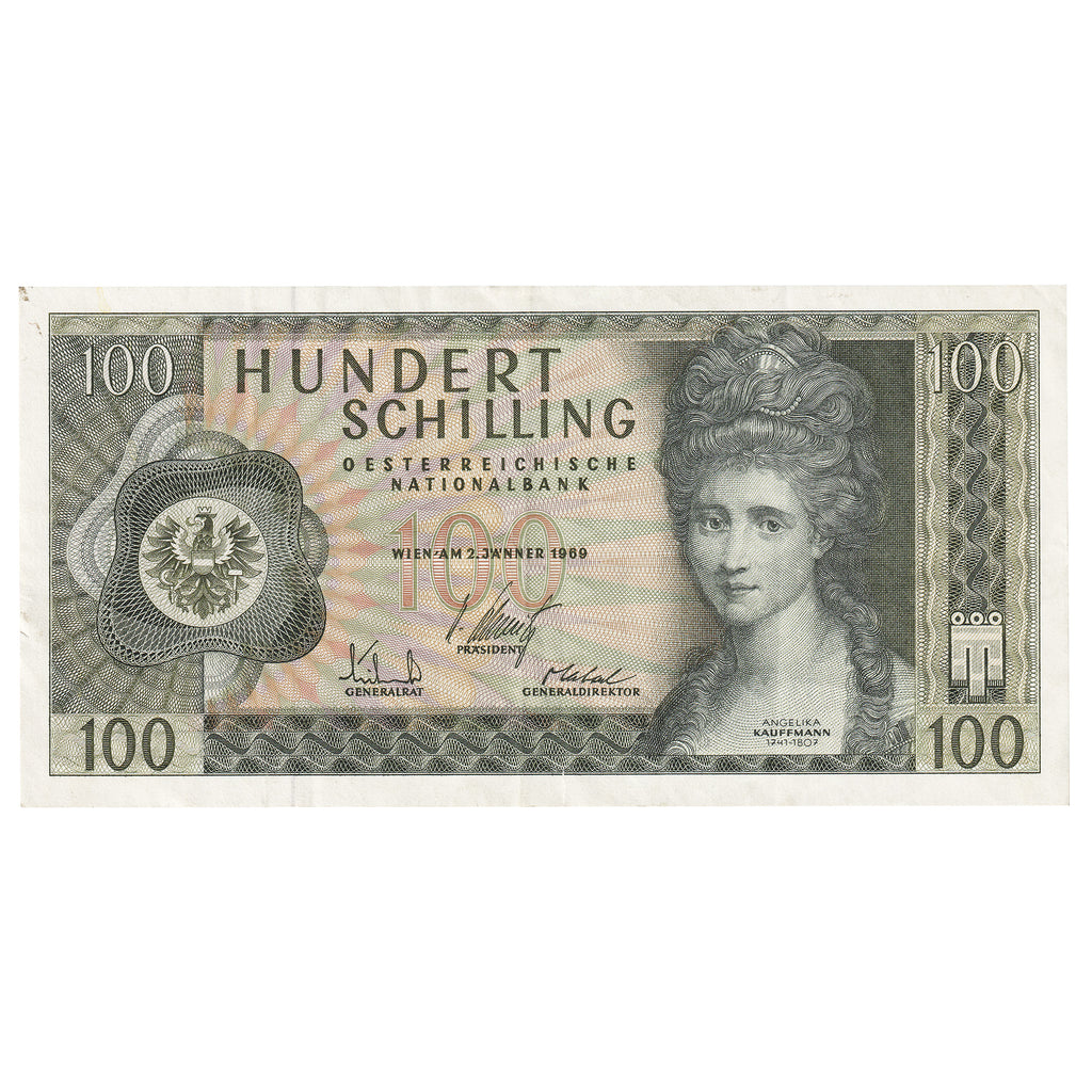 Austria 1969 100 Schilling Note, Pick #145, VF-EF